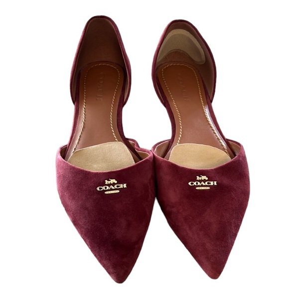 Coach pointed wine suede ballet flats - Picture 1 of 10